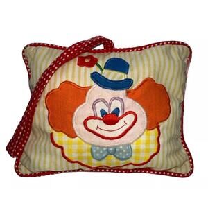 VTG House Of Hatten Music Box Yellow White Red Baby Hanging Pillow Clown